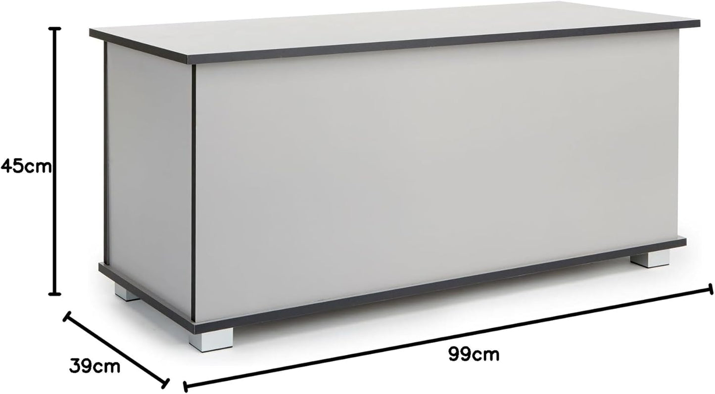 Ottoman Storage Chest Grey Toy Chest Bedding or Blanket Box Large Wooden