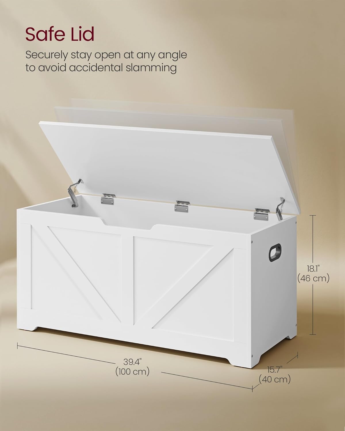 Storage Chest, Storage Bench, Blanket Box with 2 Safety Hinges, Shoe Storage Bench, Farmhouse Style