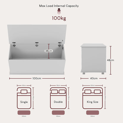 Storage Ottoman, Wooden Chest with Lid, Seat, Stool, Window Bench, Blankets, Bedding