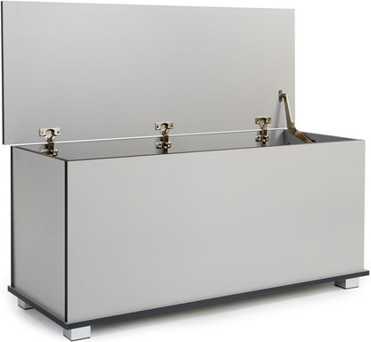 Ottoman Storage Chest Grey Toy Chest Bedding or Blanket Box Large Wooden