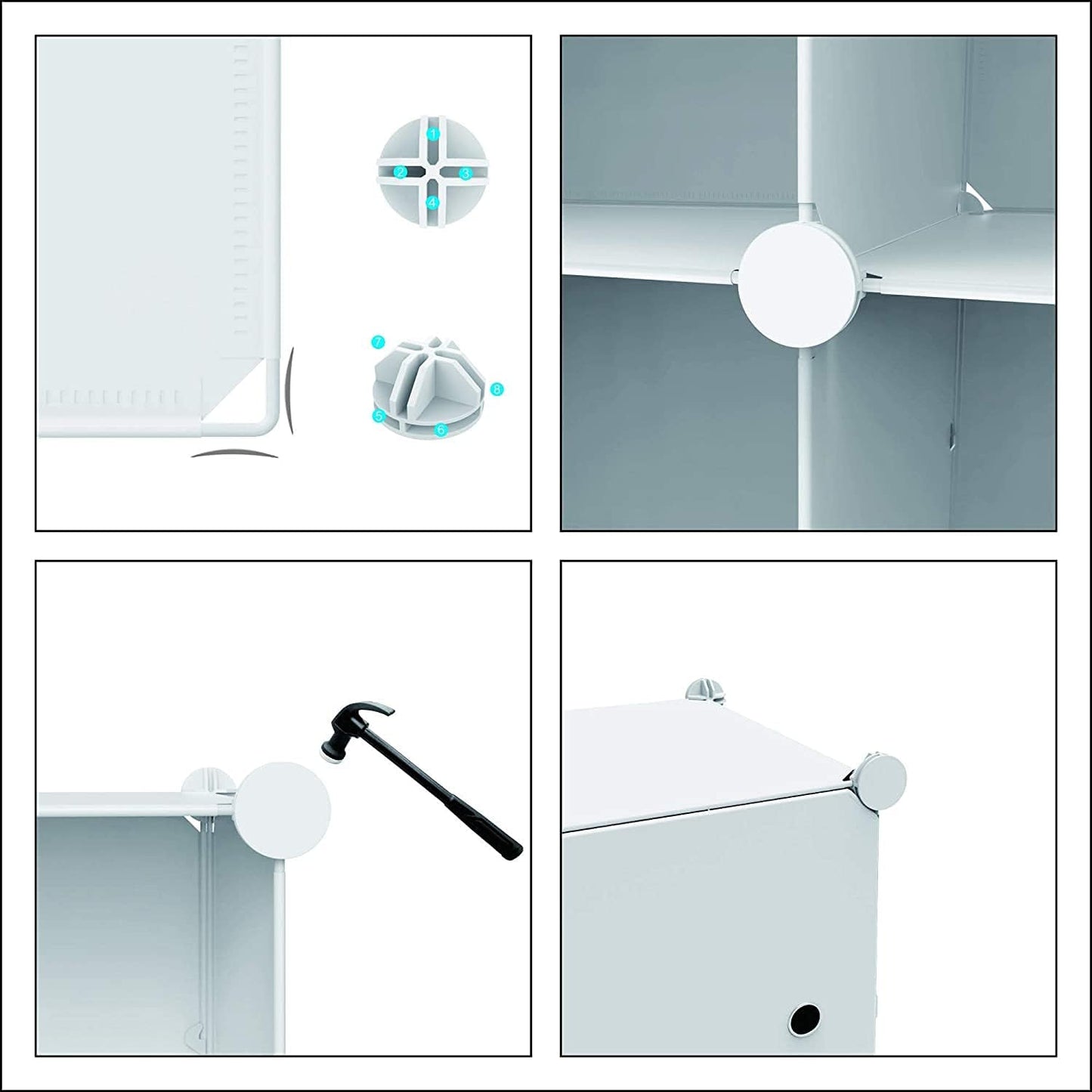 Wardrobe Foldable Closet with 16 Compartments, Combination Armoire Modular Cabinet Clothes Storage