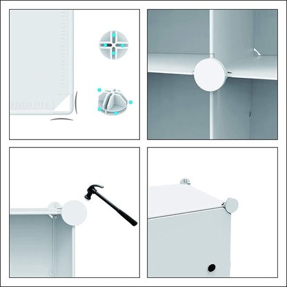 Wardrobe Foldable Closet with 16 Compartments, Combination Armoire Modular Cabinet Clothes Storage