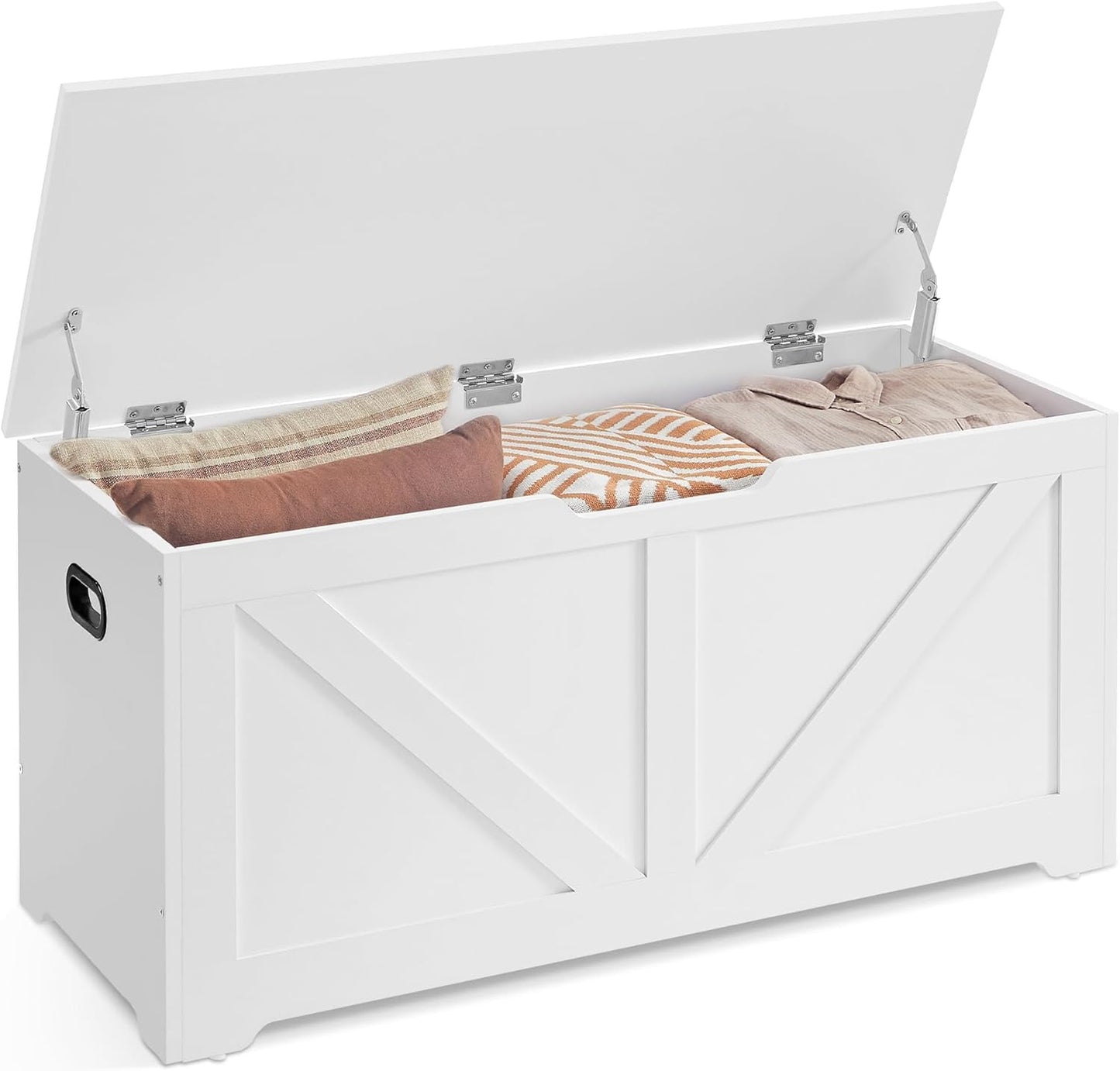 Storage Chest, Storage Bench, Blanket Box with 2 Safety Hinges, Shoe Storage Bench, Farmhouse Style