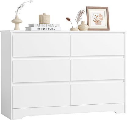 Chest of Drawers Bedroom Storage Cabinet Wide Dresser with 6 Drawers Bedroom Furniture