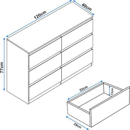 6 Drawer Bedroom Chest of Drawer Bedside Table Cabinet for Bedroom Living room Furniture