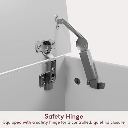 Storage Ottoman, Wooden Chest with Lid, Seat, Stool, Window Bench, Blankets, Bedding