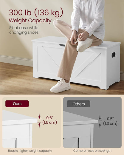 Storage Chest, Storage Bench, Blanket Box with 2 Safety Hinges, Shoe Storage Bench, Farmhouse Style