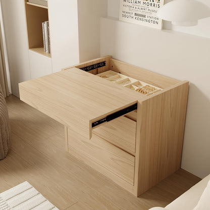 Bedside Table with Hidden Drawer, Modern Nightstand with 2 Large Drawers, Bedside Storage Cabinet