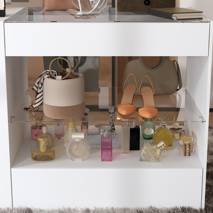 Armoire Bedroom Island Wardrobe Closet Island with 8 Drawers & Glass Tabletop, Walk in Closet Island with Drawers