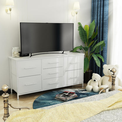 Dresser for Bedroom with 7 Fabric Drawers, TV Stand on Castors, Storage Organizer for Living Room