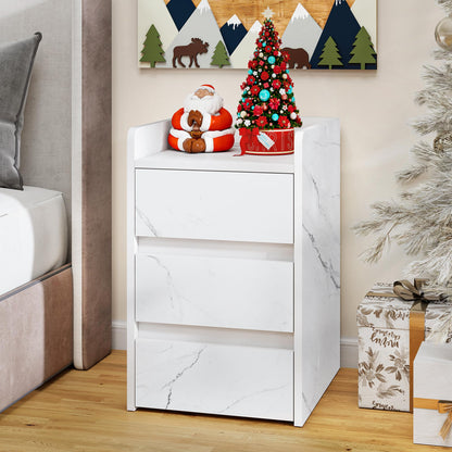Bedside Table with 3 Drawers and Power Station, Modern Nightstand End Table