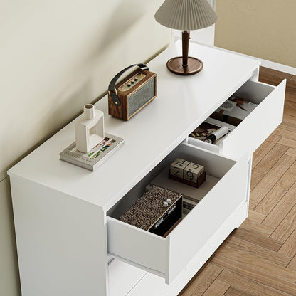 Chest of Drawers Bedroom Storage Cabinet Wide Dresser with 6 Drawers Bedroom Furniture