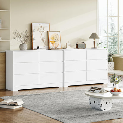 Chest of Drawers Bedroom Storage Cabinet Wide Dresser with 6 Drawers Bedroom Furniture