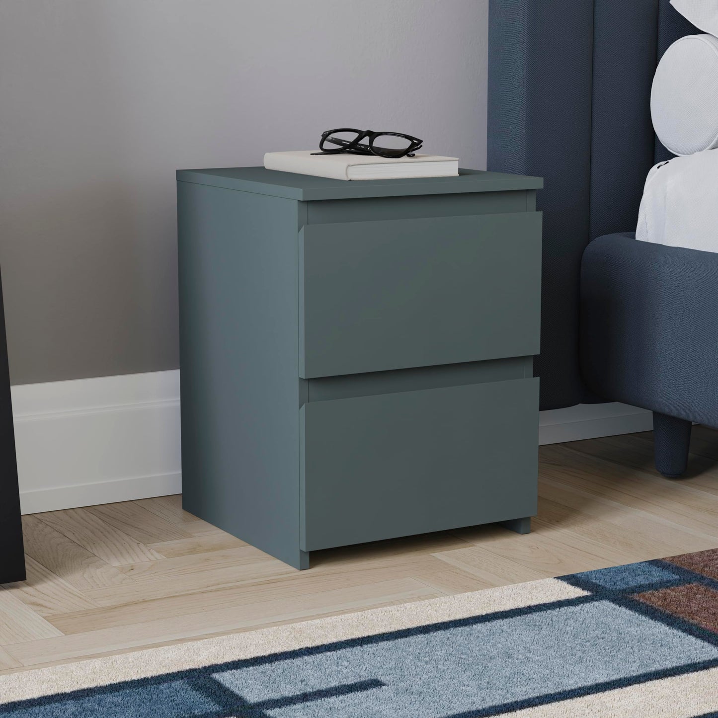 2 Drawer Bedside Chest (Grey)